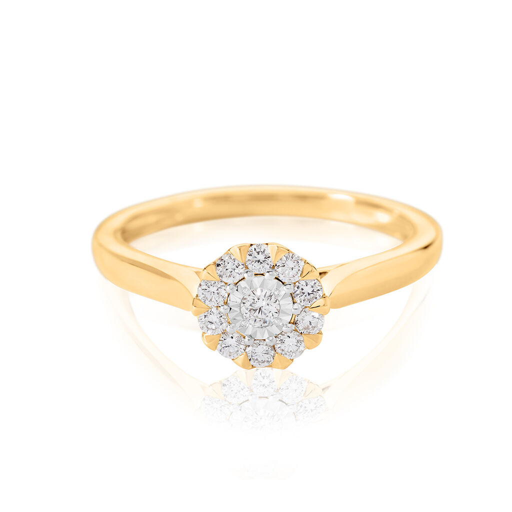 ALLYSON Damen Ring Gold 585 (14 Karat) Diamant Weiß 0,040 ct Kreis, Ring mit Stein