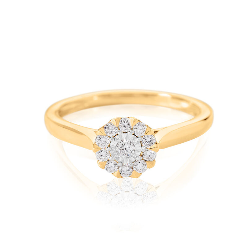 ALLYSON Damen Ring Gold 585 (14 Karat) Diamant Wei&szlig; 0,040 ct Kreis - Solit&auml;rringe Damen | OROVIVO