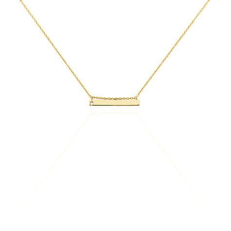 Damen Collier Silber vergoldet 925 Diamant 0,01ct Rechteckig Vranka 47cm - Halsketten Damen | OROVIVO