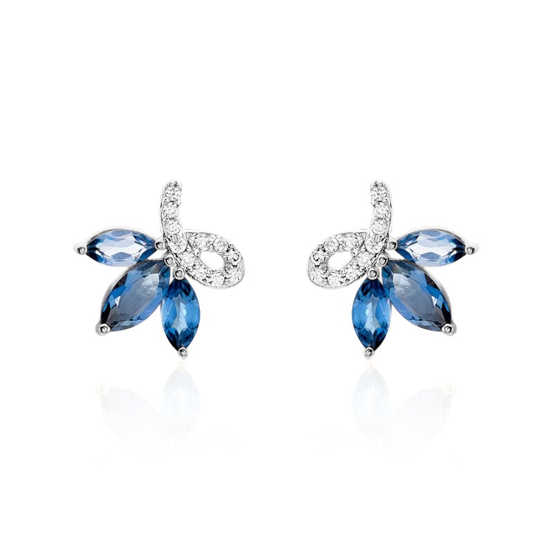 Boucles D'oreilles Or Weiss Augustina Topazes Fleurs - Spannringe Damen | OROVIVO