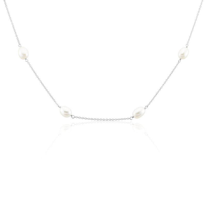 Collier Sautoir Argent Rhodie Gaspar Perles De Culture 7-8mm 73cm - Spannringe Damen | OROVIVO