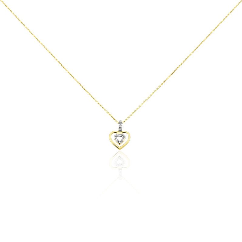Herz in Herz Damen Collier Gold 375 (9 Karat) Diamant Wei&szlig; 0,03 ct Herz B 0,95 mm - Halsketten Damen | OROVIVO