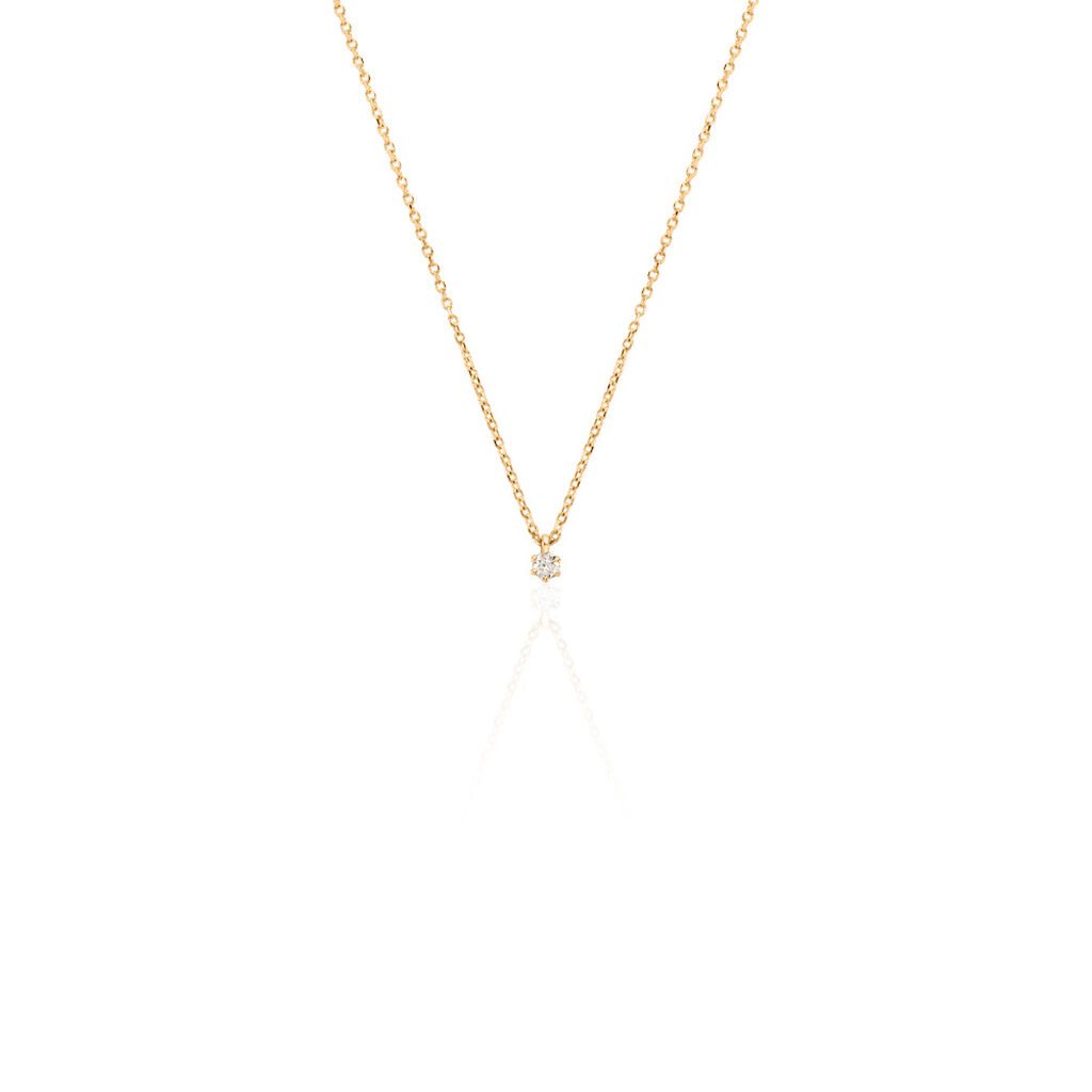Damen Collier Gold 585 Rund Weiß Monopoli 4,5cm, Collier mit Stein