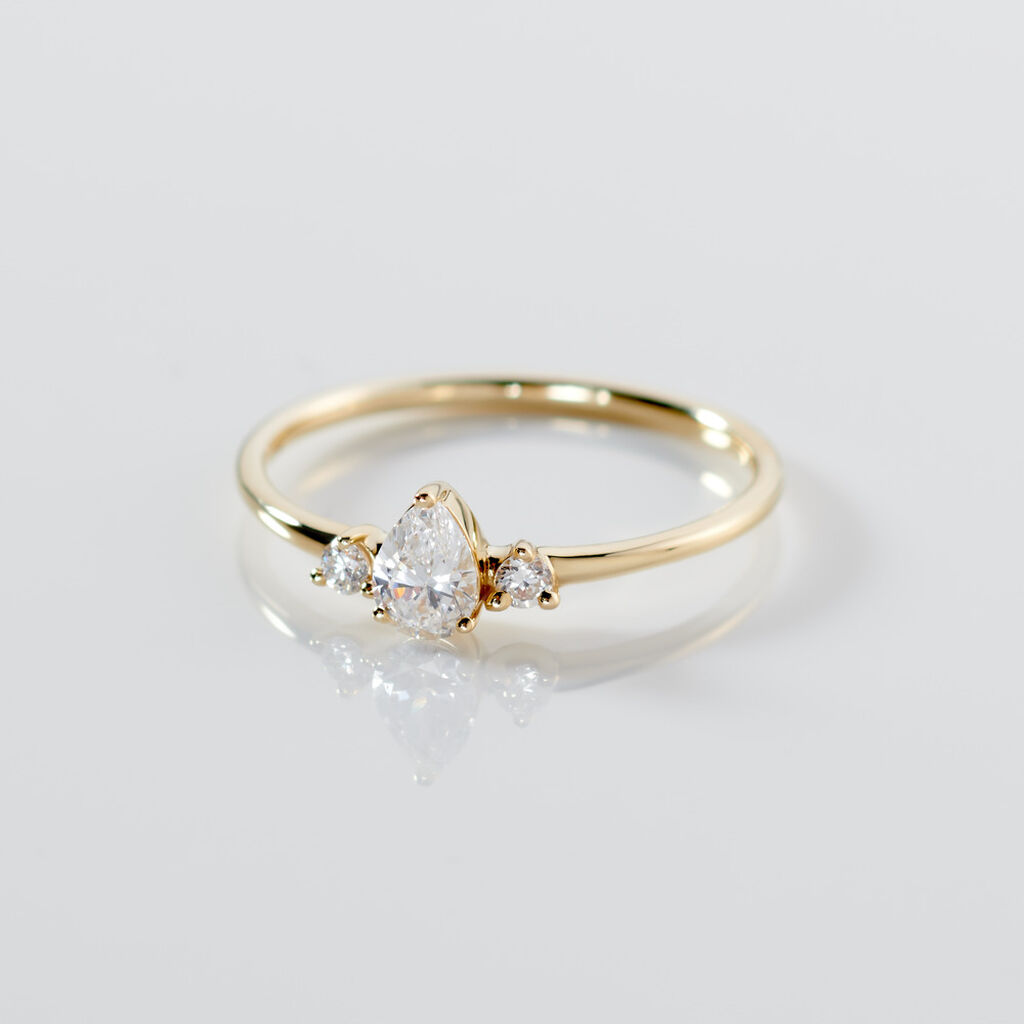 ALYSSA Damen Ring Gold 375 (9 Karat) Synthetischer Diamant Wei&szlig; 0,21 ct