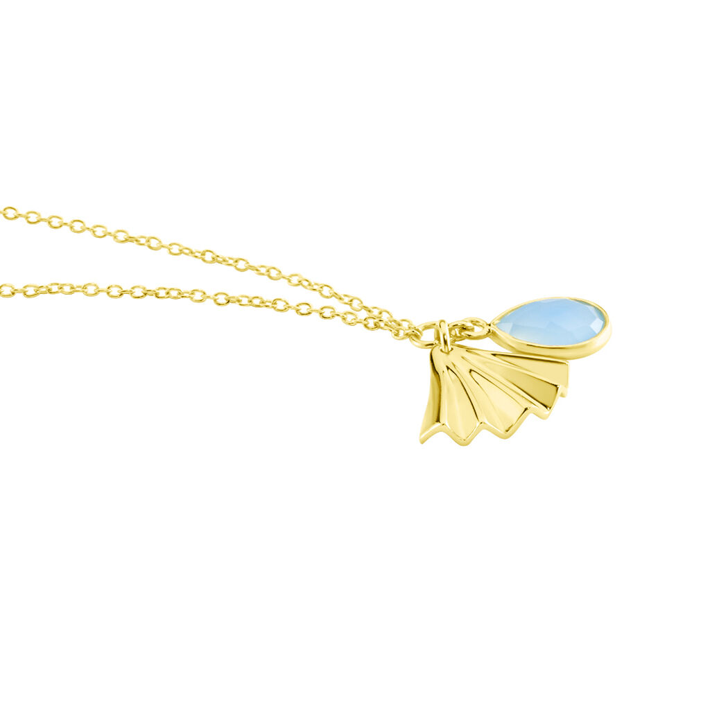 Damen Collier Silber vergoldet 925 Chalzedon Blau Sinaya - Halsketten Damen | OROVIVO