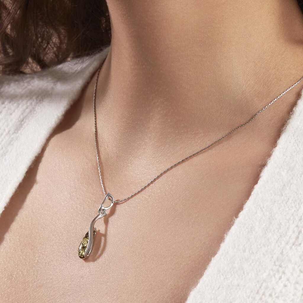 Collier Isidore Argent Et Ambre Verte - Spannringe Damen | OROVIVO