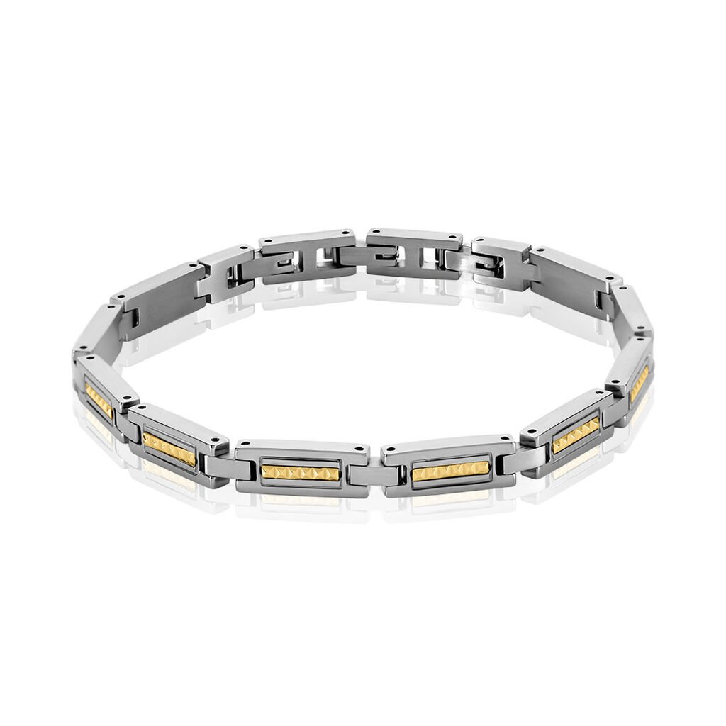 TORIN Herren Armband Edelstahl Bicolor Gelb/Silber Rechteckig B 6 mm - Armbänder mit Anhänger Herren | OROVIVO