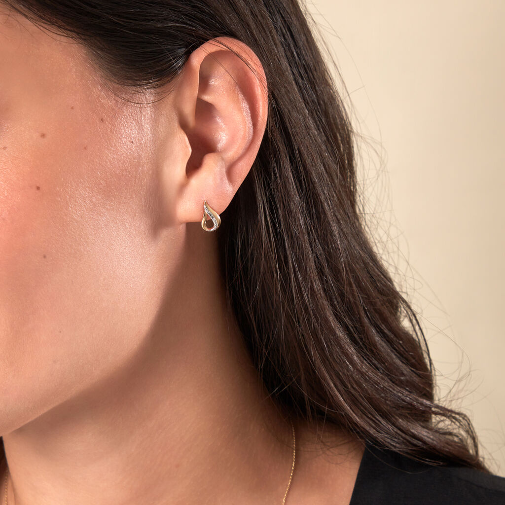 GOCCIE Damen Ohrstecker Gold 375 (9 Karat) Diamant Wei&szlig; 0,01 ct