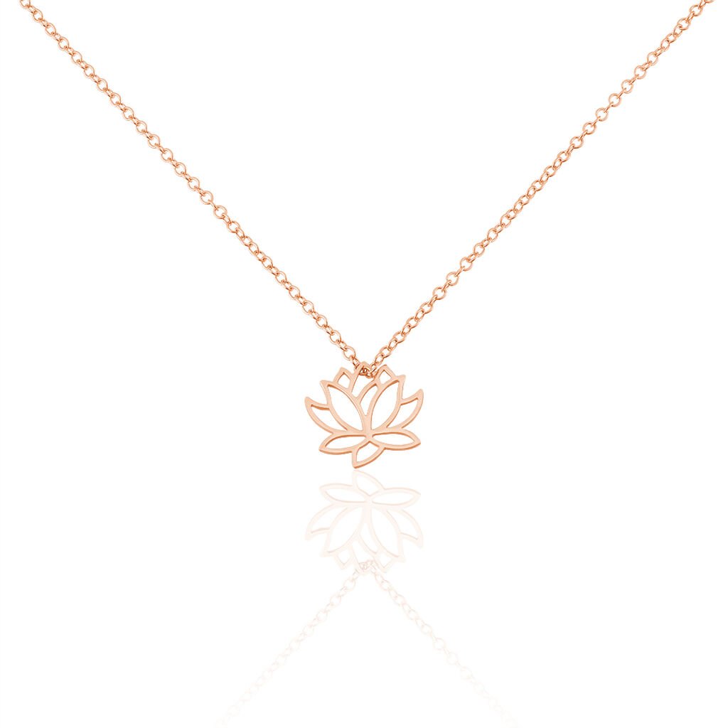 🦚 Damen Halskette Silber 925 Rosé Vergoldet Lotus, Collier ohne Stein