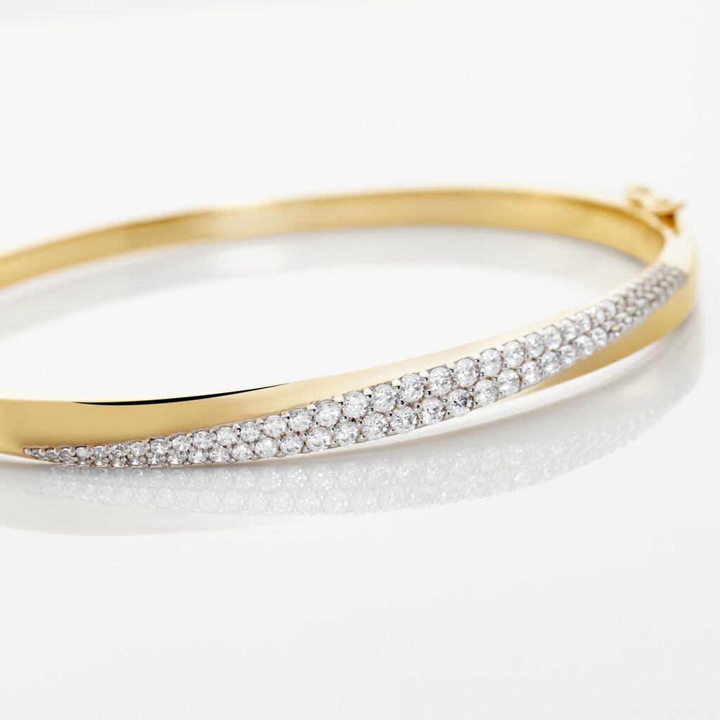 NURTEN Damen Armreif / Armspange Vergoldet Zirkonia Wei&szlig;