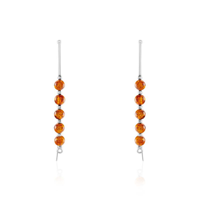 Boucles D'oreilles Pendantes Satu Argent Argenté Ambre - Spannringe Damen | OROVIVO
