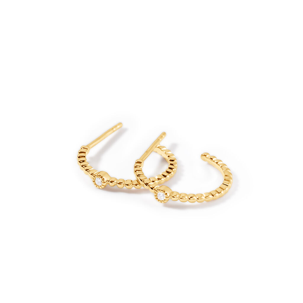 GIULIANA Damen Creolen Gold 375 (9 Karat) Diamant Wei&szlig; 0,03 ct