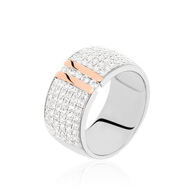 Damenring Silber 925 Bicolor Vergoldet Zirkonia  - Ringe mit Stein Damen | OROVIVO