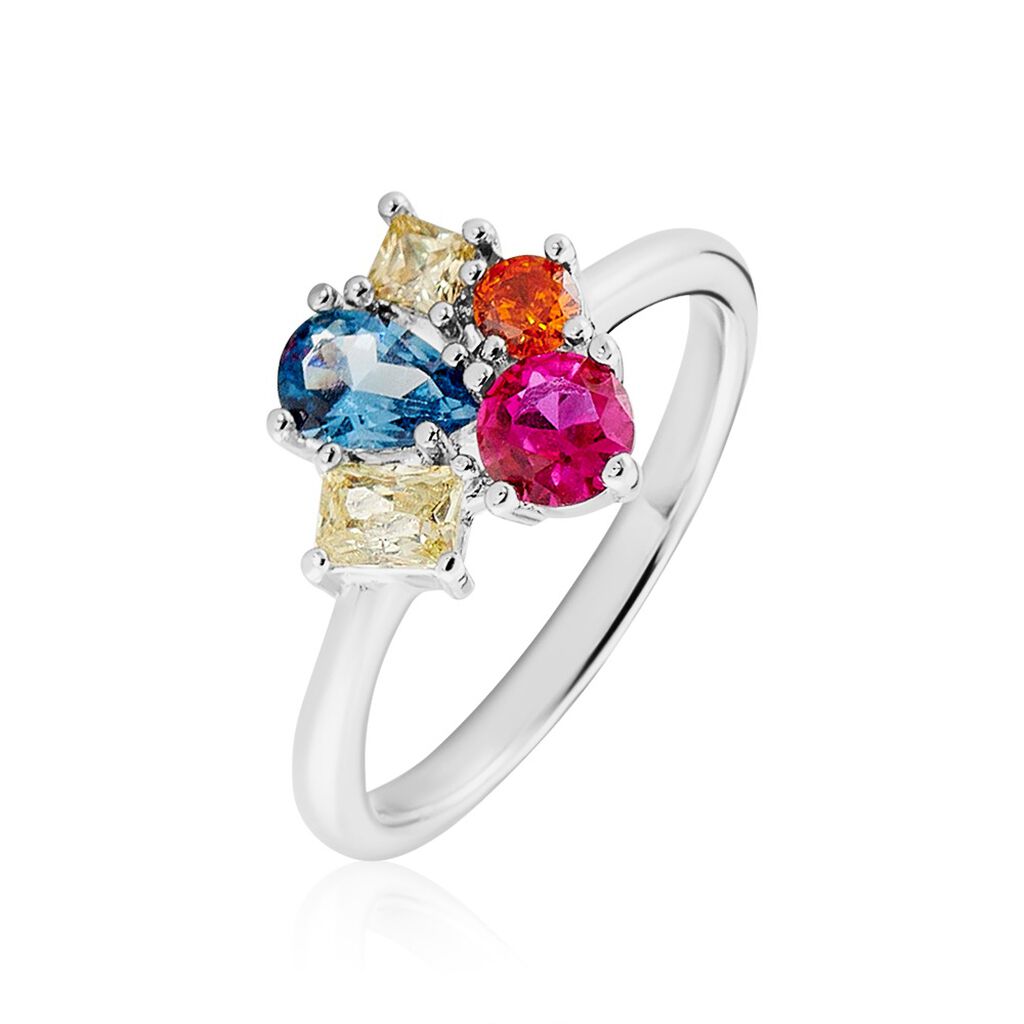 LAYLANI Damen Ring Silber Silber 925 Spinell Rot 0,13 ct Blume
