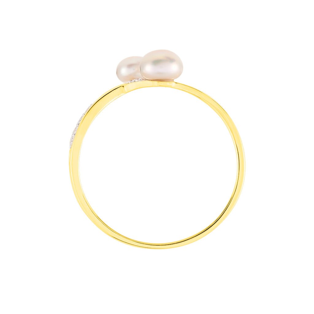 CORI Damen Ring Gold 375 (9 Karat) Zuchtperle Perlmutt Welle