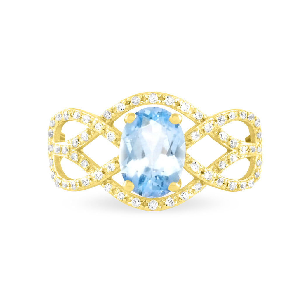 Bague Tina Or Jaune Topaze Et Diamant - Spannringe Damen | OROVIVO