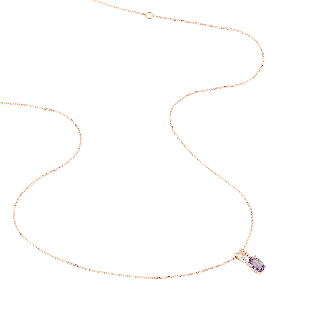 Collier Frannie Or Rose Amethyste Et Oxyde De Zirconium - Spannringe Damen | OROVIVO