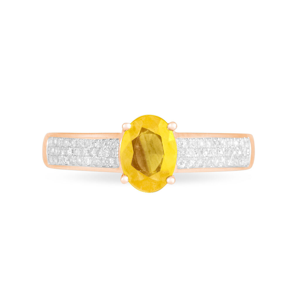 Bague Crista Or Rose Citrine Et Diamant - Spannringe Damen | OROVIVO