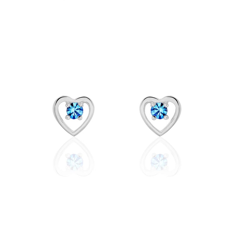 Kinder Ohrstecker Silber 925 Blauer Kristall Herz - Ohrstecker Kinder | OROVIVO