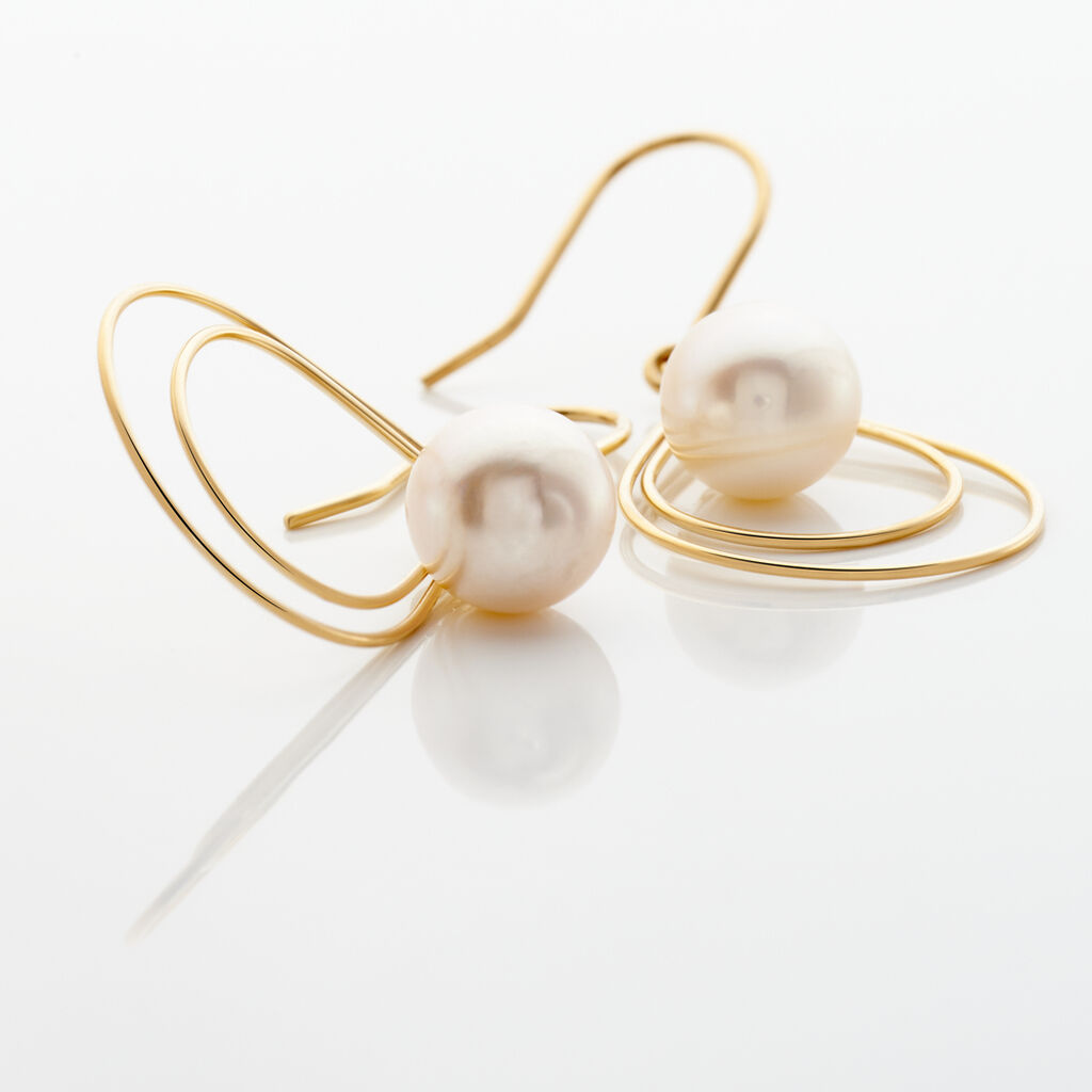 Boucles D'oreilles Pendantes Martyna Or Jaune Perle De Culture - Spannringe Damen | OROVIVO