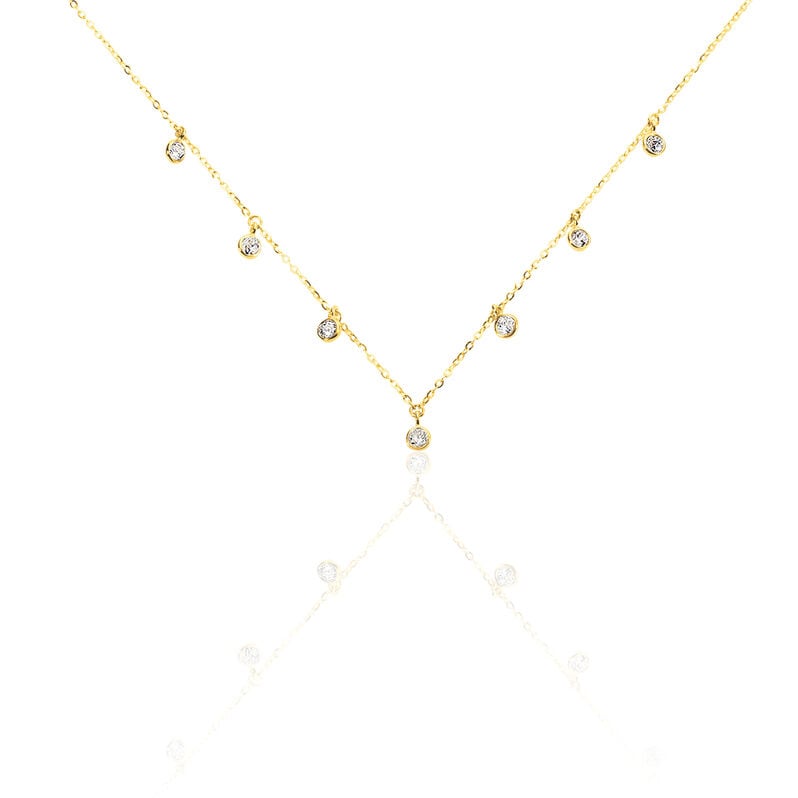 TALILA 1 Damen Collier Gold 375 (9 Karat) Zirkonia Wei&szlig; 0,16 ct - Halsketten Damen | OROVIVO