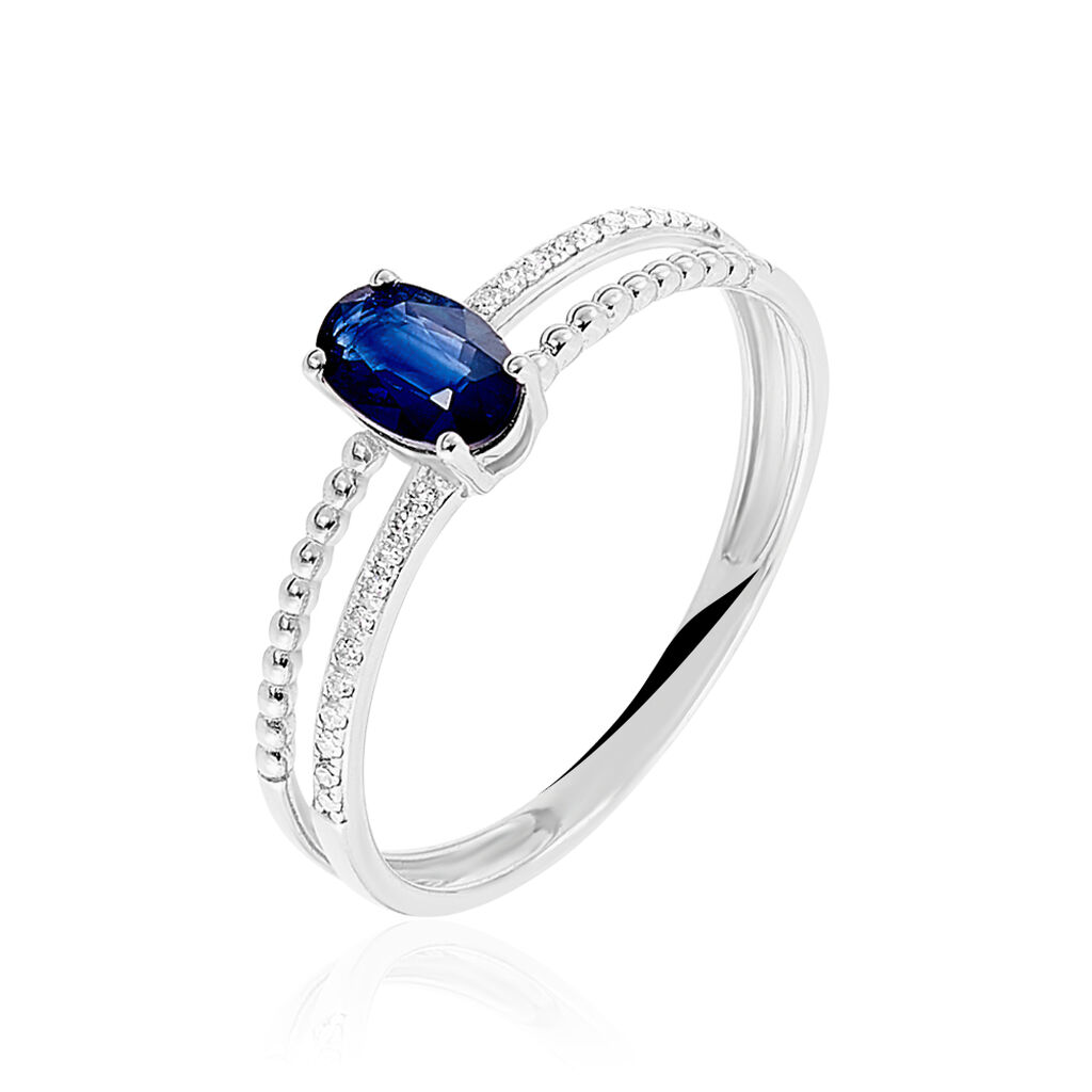 Bague Andrea Or Blanc Saphir Et Diamant - Spannringe Damen | OROVIVO