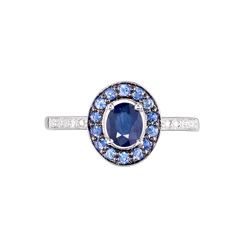 Bague Leona Or Blanc Saphir Diamant - Spannringe Damen | OROVIVO