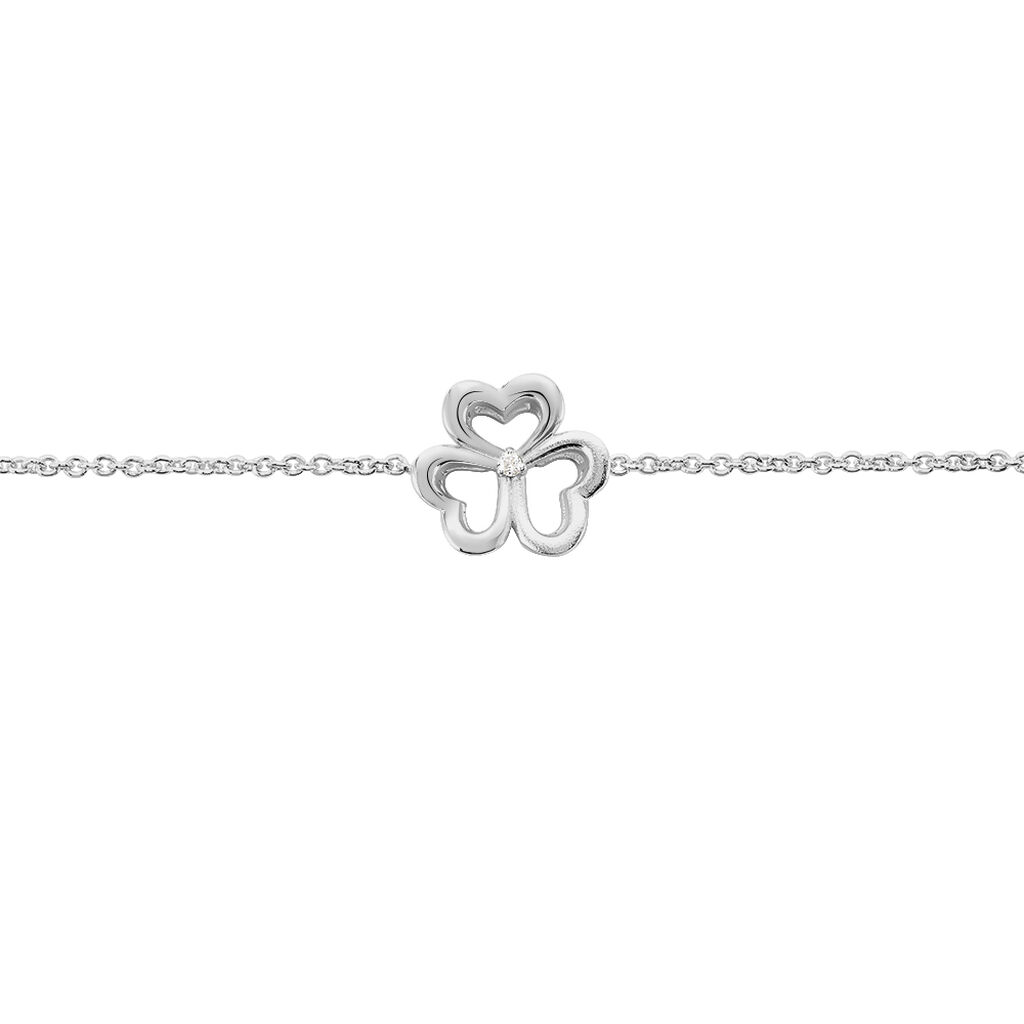 Damen Armband Silber 925 Diamant 0,01ct Kleeblatt Herz Vidina - Armbänder mit Anhänger Damen | OROVIVO