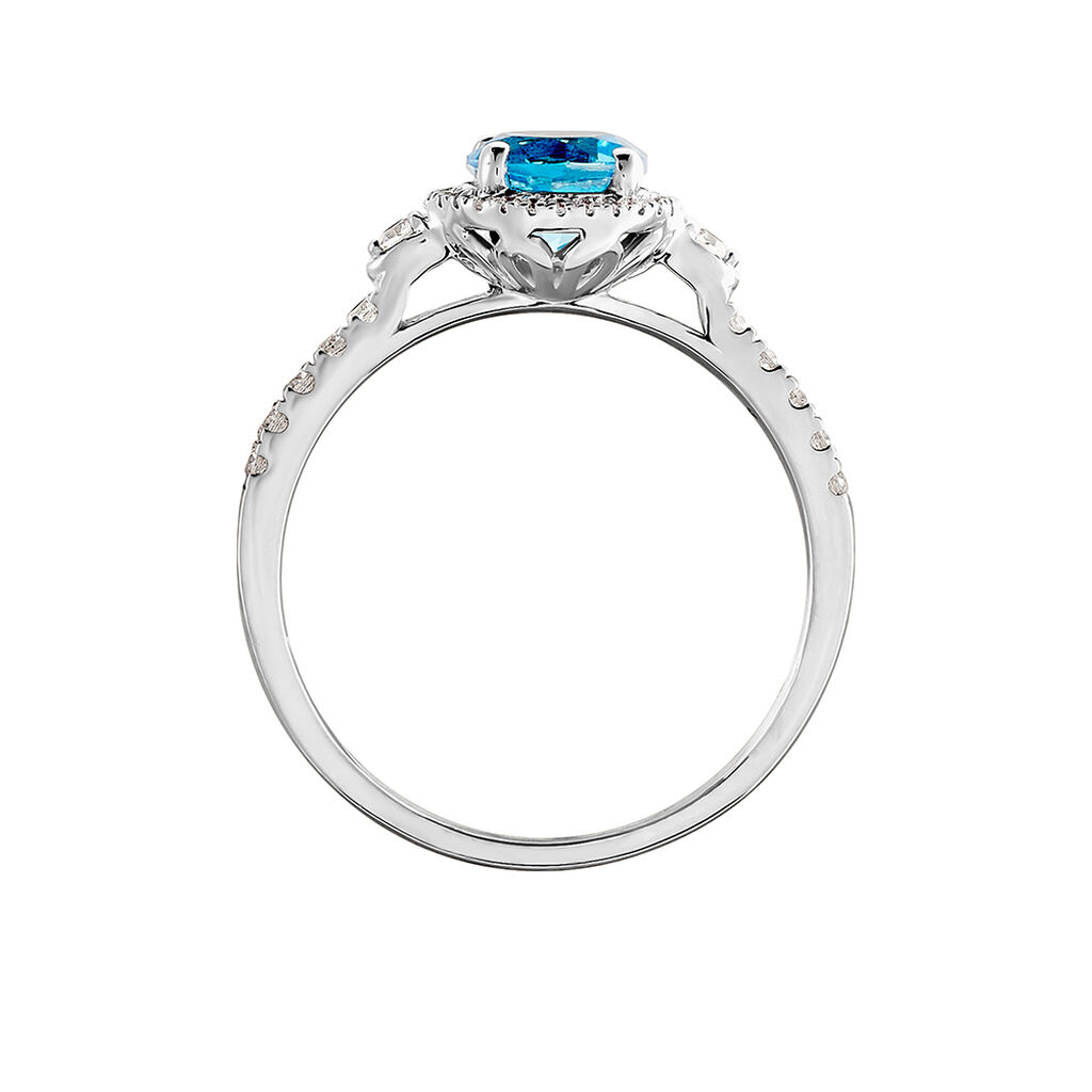 FELI Damen Ring Wei&szlig;gold 585 (14 Karat) Topas Blau 1,04 ct