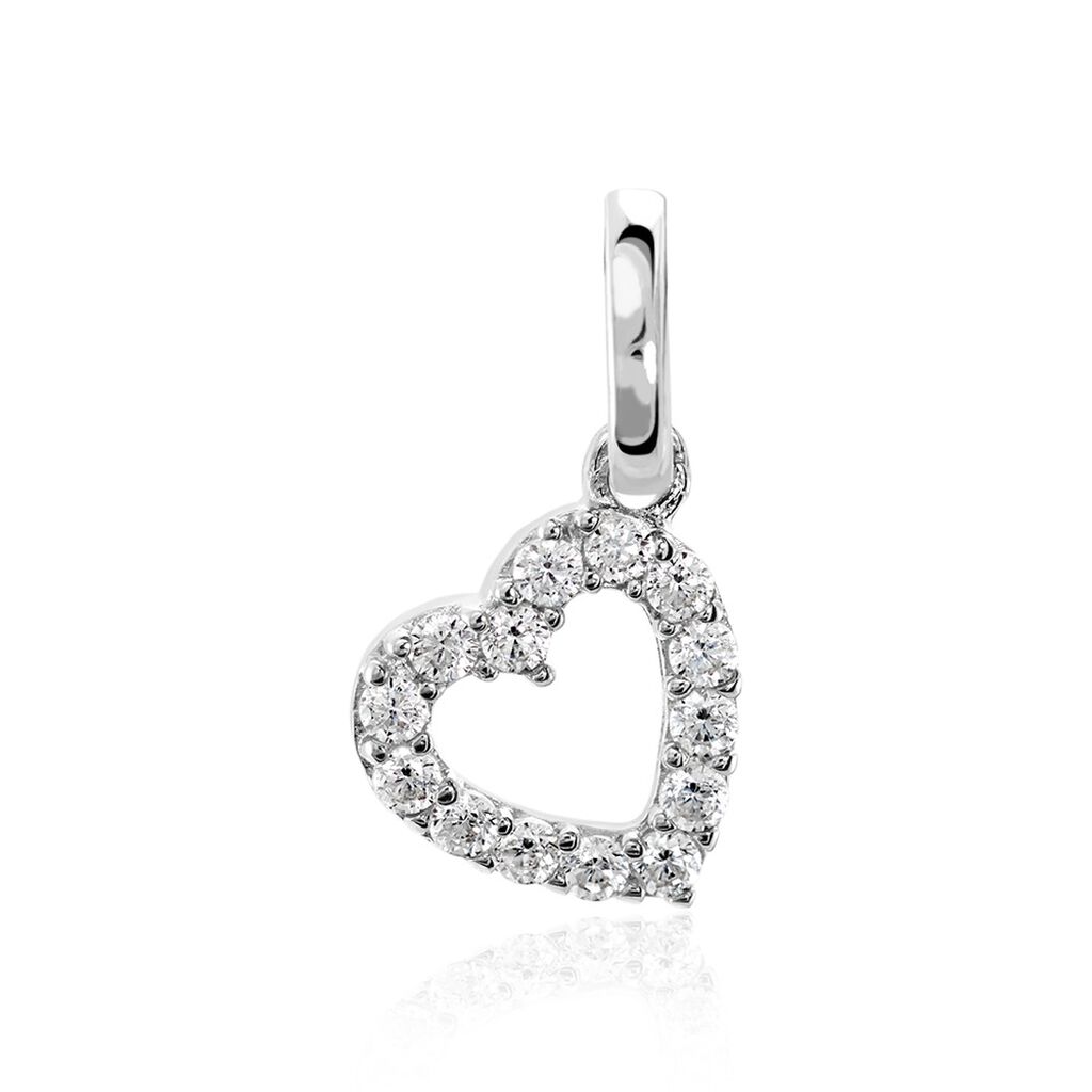 Damen Anhänger Weißgold 375 (9 Karat) Zirkonia Weiß Herz, Anhänger mit Stein