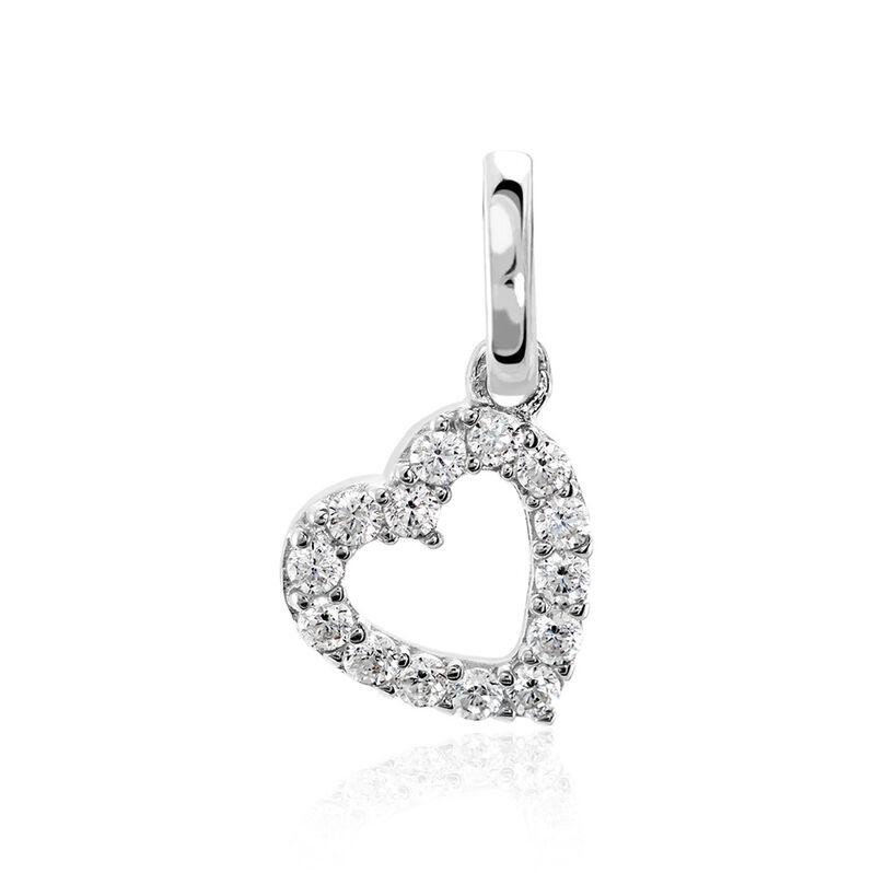 Damen Anh&auml;nger Wei&szlig;gold 375 (9 Karat) Zirkonia Wei&szlig; Herz - Schmuckanh&auml;nger Damen | OROVIVO