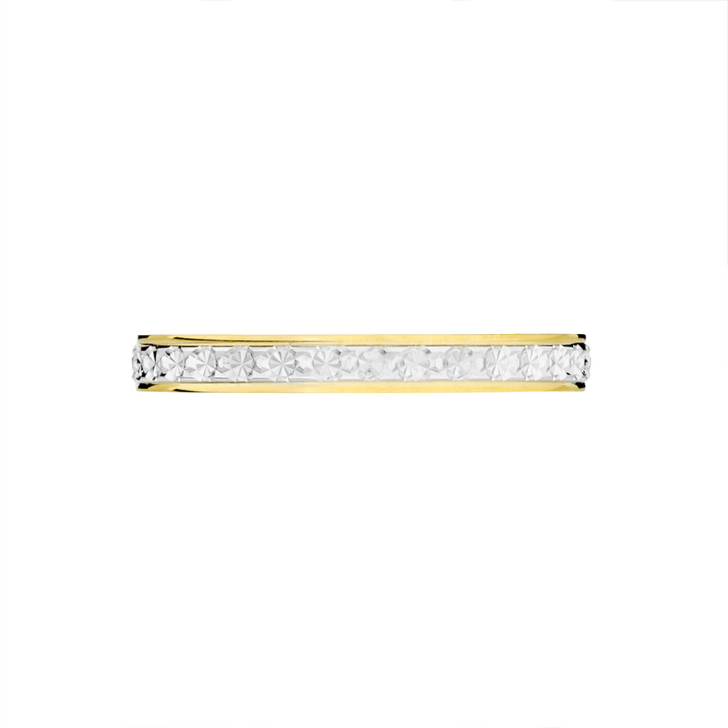 Alliance Grain De Folie Diamantee Ruban Plat Or Bicolore - Spannringe Unisex | OROVIVO
