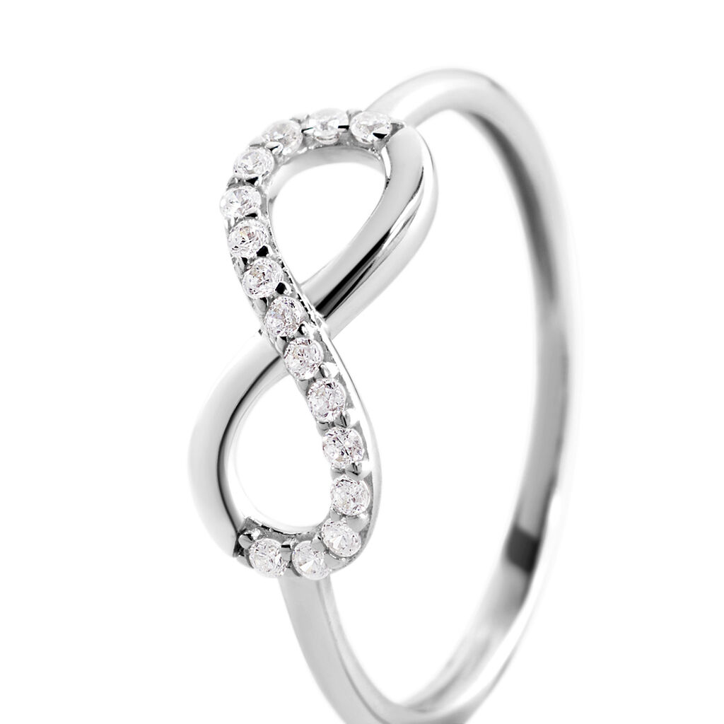 THILDA Damen Ring Wei&szlig;gold 375 (9 Karat) Zirkonia Wei&szlig; 0,03 ct