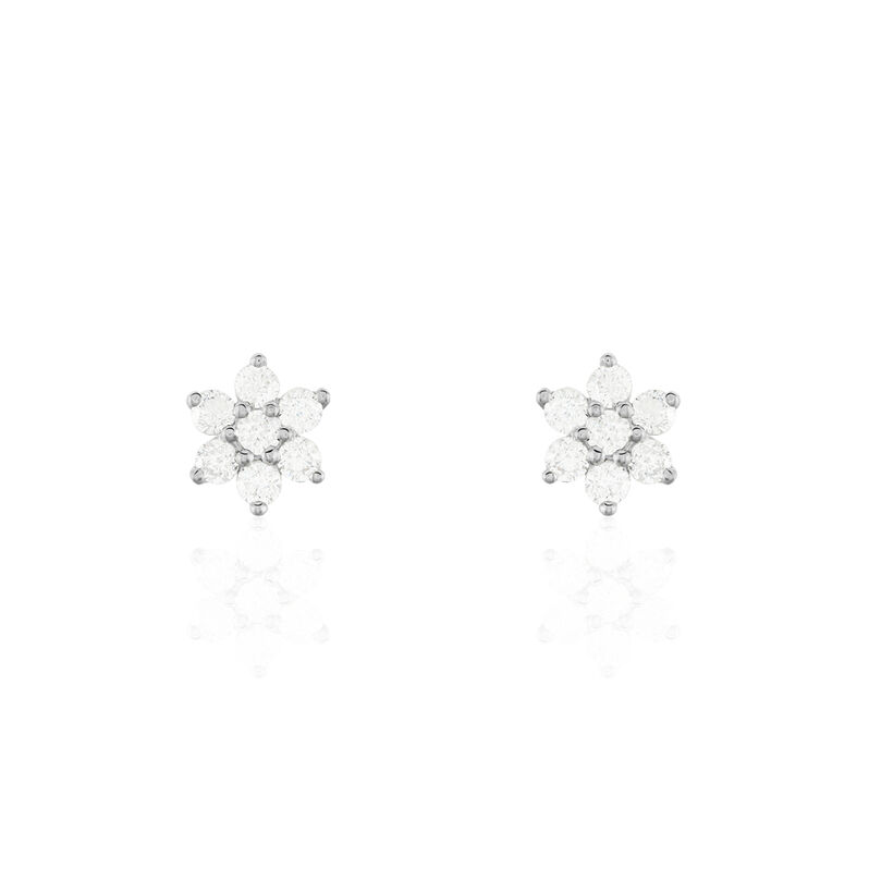 Damen Ohrstecker Weißgold 375 Zirkonia Blume - Ohrstecker Damen | OROVIVO