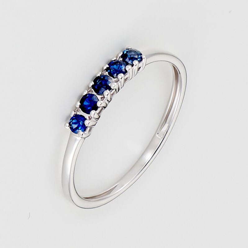 ANASTASIA Damen Ring Wei&szlig;gold 585 (14 Karat) Saphir Blau 0,31 ct - Ringe mit Stein Damen | OROVIVO