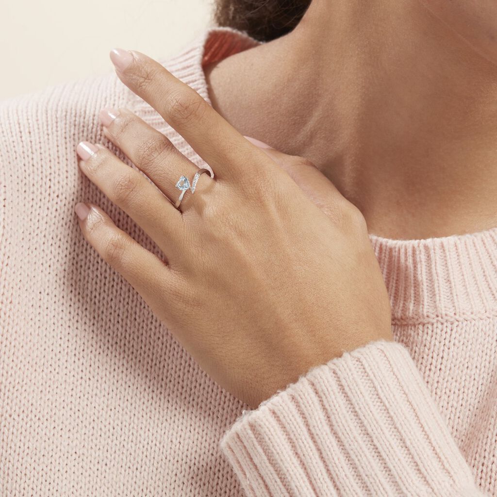 Bague Eva Or Blanc Topaze Et Oxyde De Zirconium - Spannringe Damen | OROVIVO