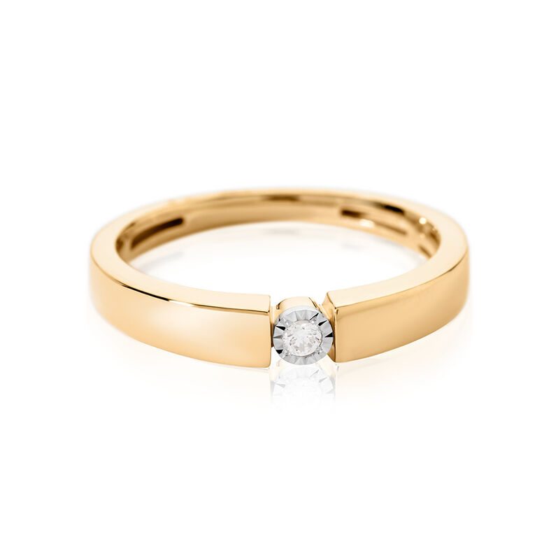 ELOURA Damen Ring Gold 585 (14 Karat) Diamant Wei&szlig; 0,03 ct Kreis - Solit&auml;rringe Damen | OROVIVO