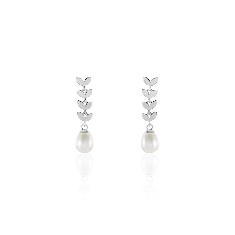 Boucles D'oreilles Pendantes Giacobbe Argent Weiss Perle De Culture - Spannringe Damen | OROVIVO