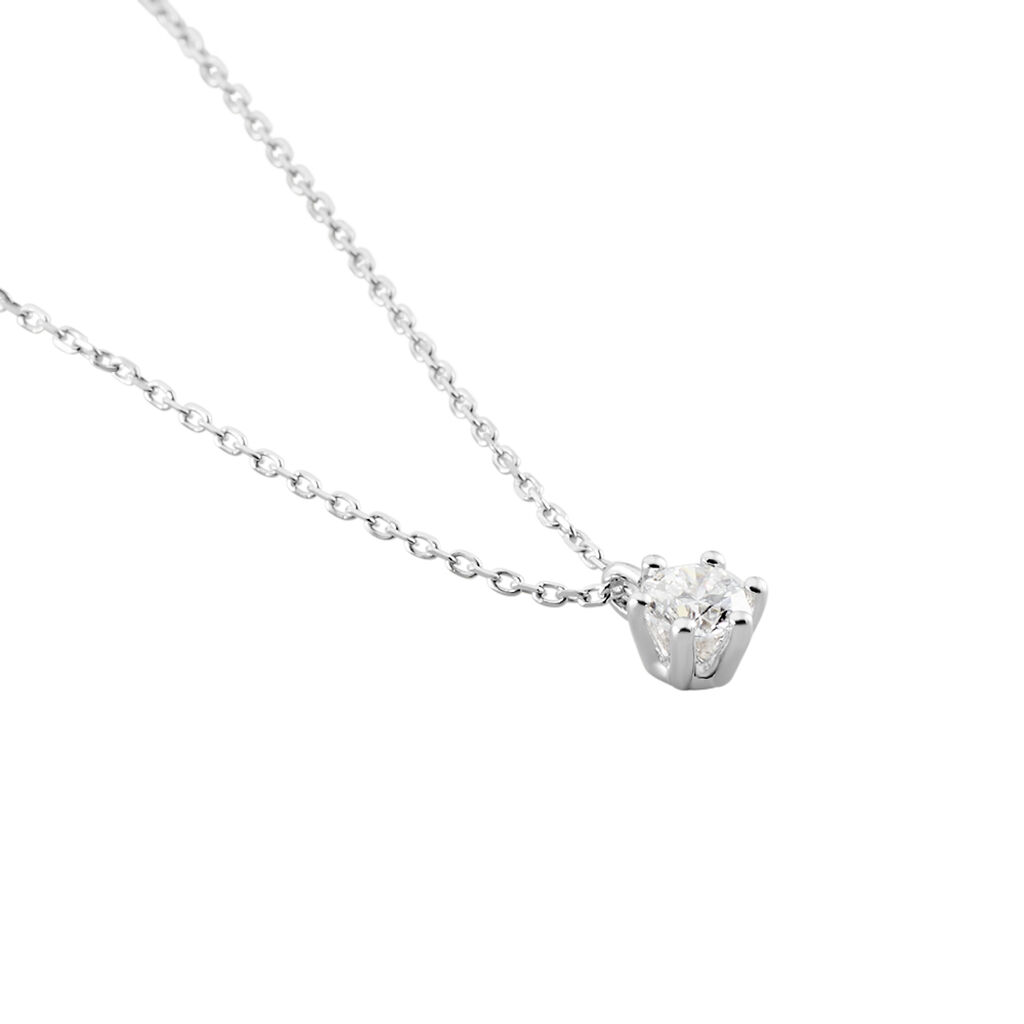 Sonate Damen Collier Wei&szlig;gold 750 (18 Karat) Synthetischer Diamant Wei&szlig; 0,41 ct