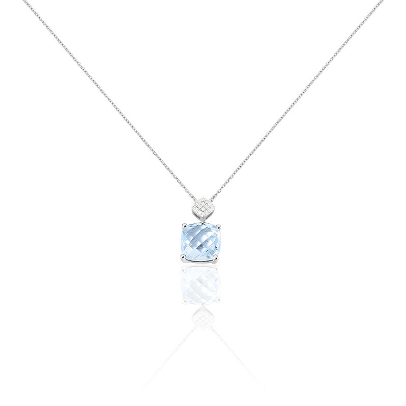 Collier Or Blanc Topaze Et Diamant - Spannringe Damen | OROVIVO