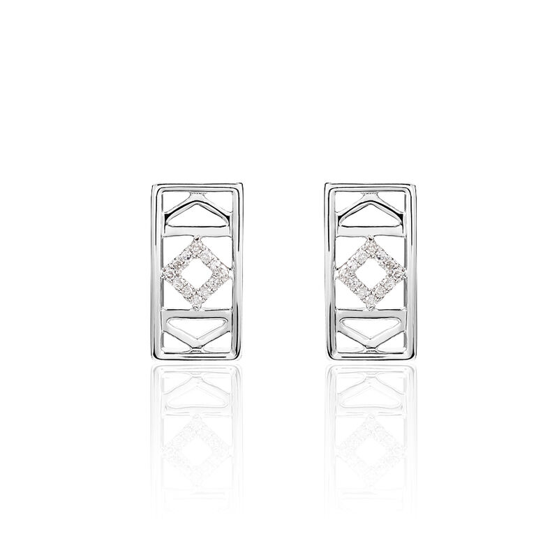 Boucles D'oreilles Puces Or Blanc Diamant - Spannringe Damen | OROVIVO