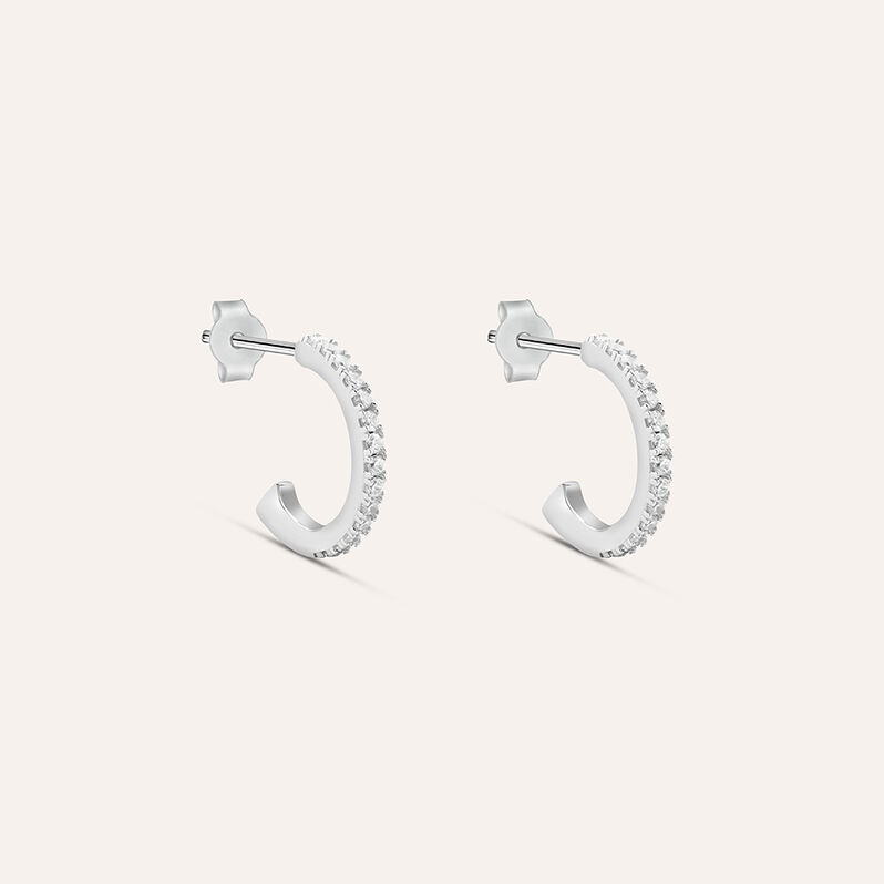 Orecchini A Cerchio Silver Rainbow Argento Rodiato Cubic Zirconia - Spannringe Damen | OROVIVO