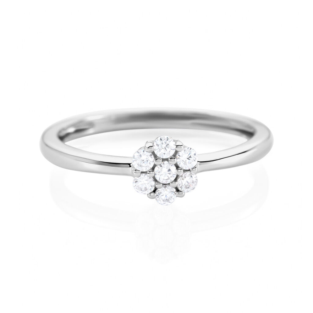 JAMILA Damen Ring Silber 925 Zirkonia Wei&szlig;