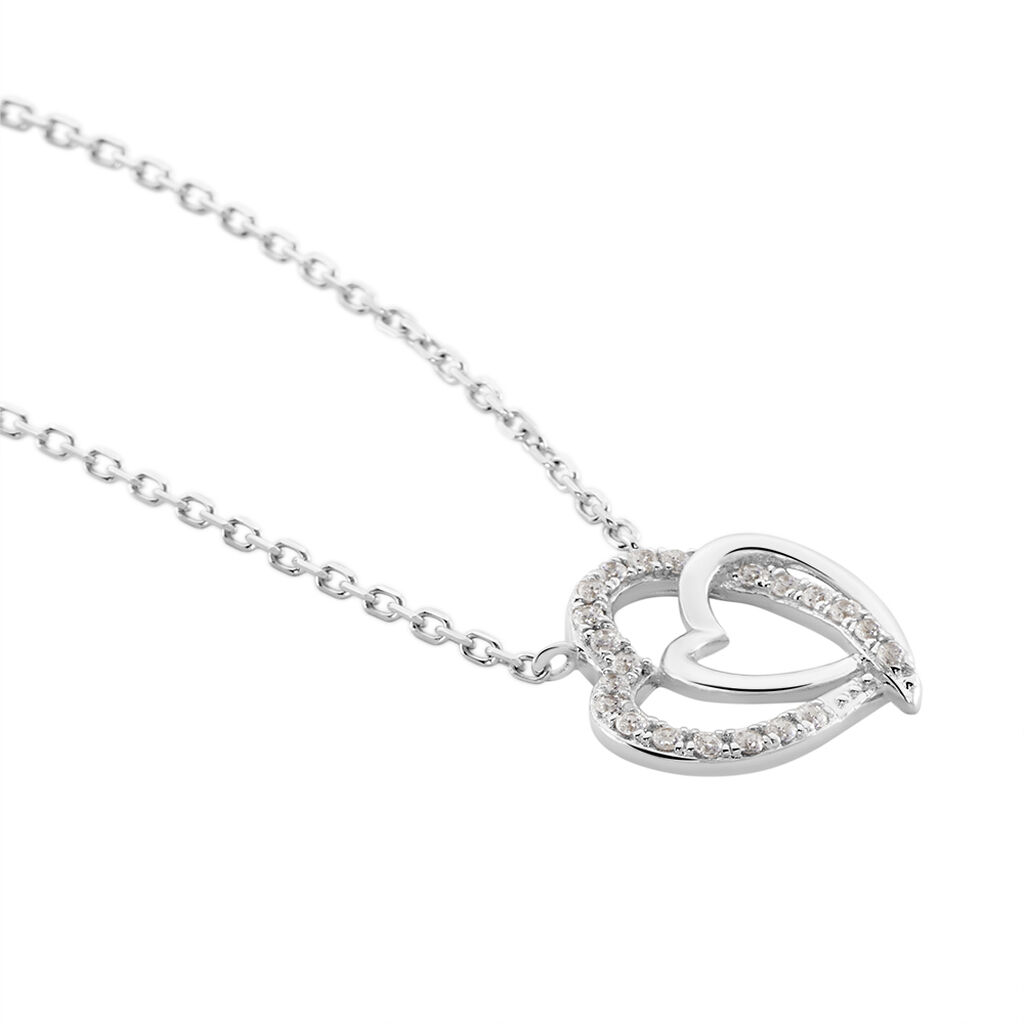 CECILIA Damen Collier Wei&szlig;gold 375 (9 Karat) Zirkonia Wei&szlig; 0,1 ct