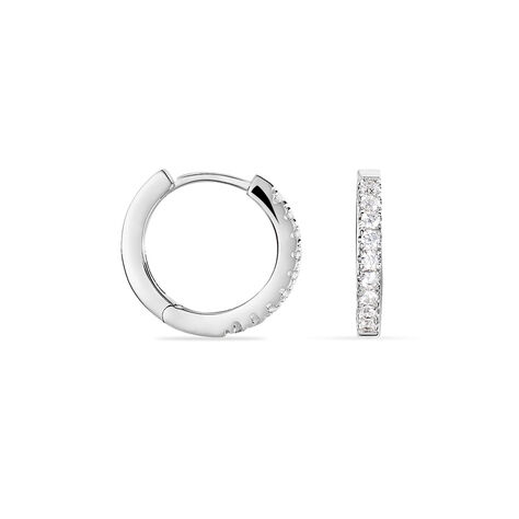 Damen Creolen Silber 925 Zirkonia 12,00mm  - Creolen Damen | OROVIVO
