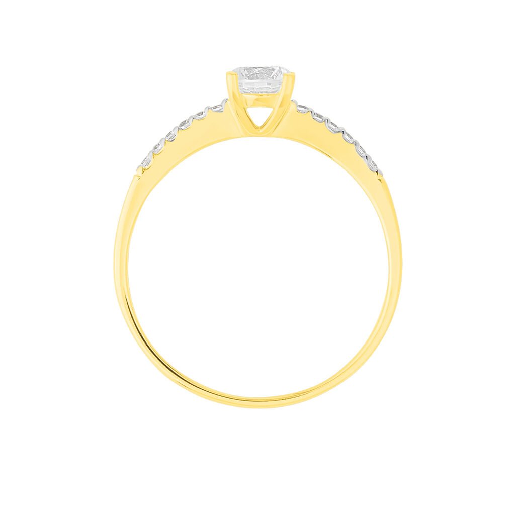 Damen Ring Gold 375 (9 Karat) Zirkonia Wei&szlig; 0,940 ct B 20 mm