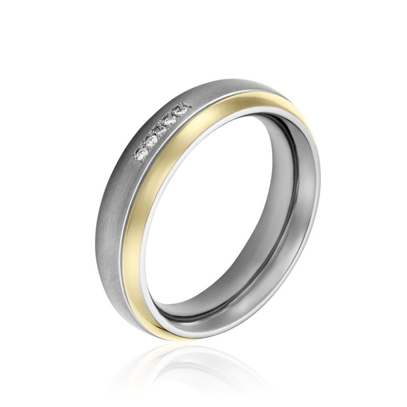BOCCIA Damenring Titan Bicolor Diamanten 0,015ct 0131-0454 - Eheringe mit Stein Damen | OROVIVO
