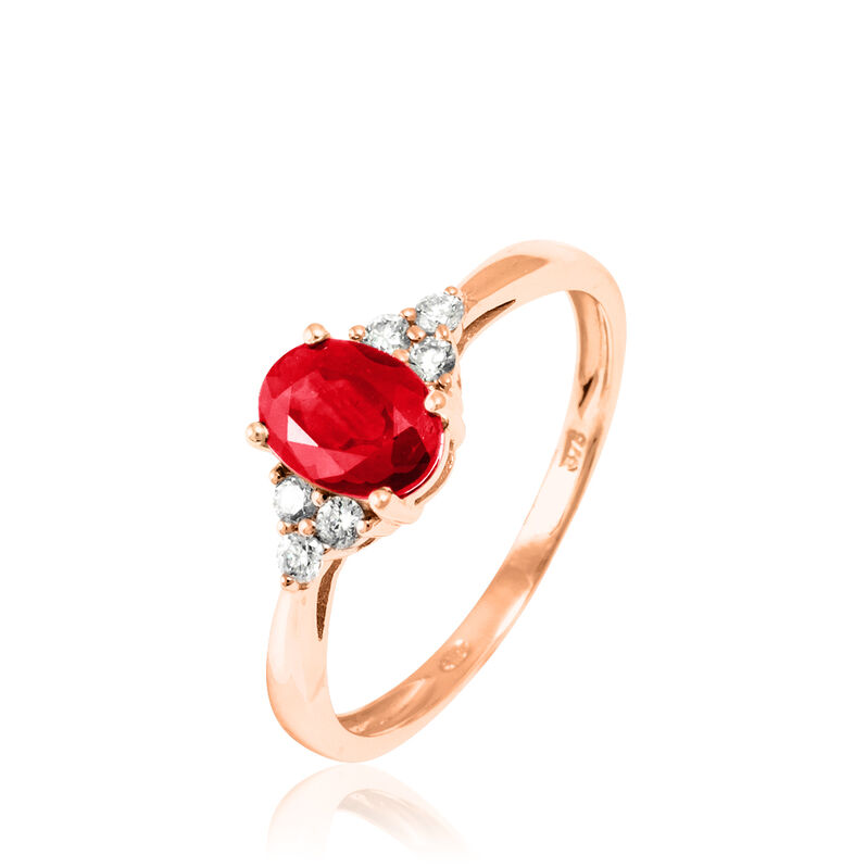 Bague Lea Or Rose Rubis Et Diamant - Spannringe Damen | OROVIVO
