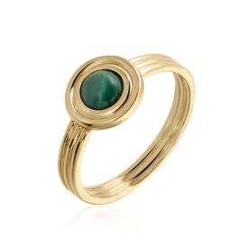 Solitärring Messing Gold 750 plattiert Malachit - Cocktailringe Damen | OROVIVO