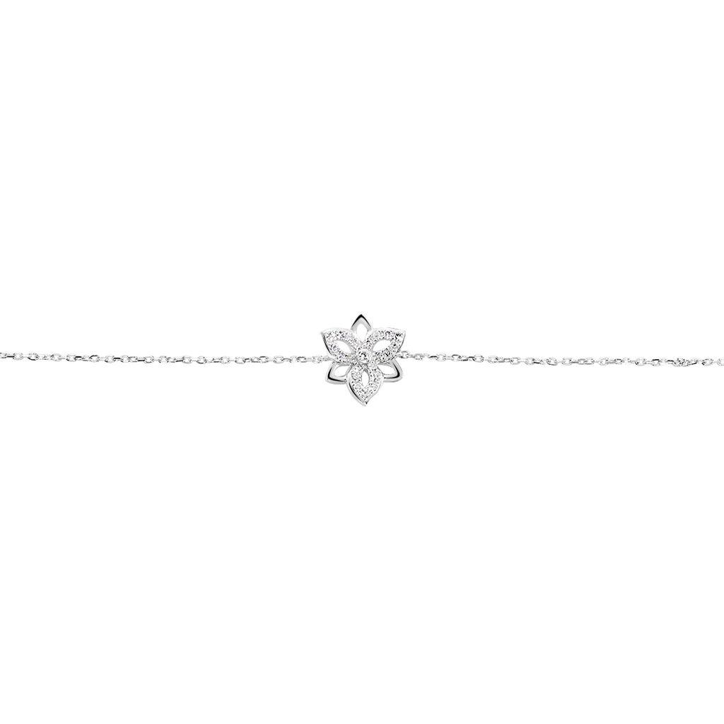 Bracelet Or Weiss Irinia Fleur Diamants - Spannringe Damen | OROVIVO